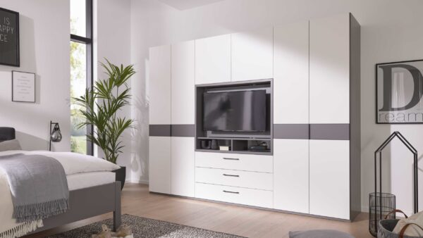 Interliving Kleiderschrank Serie 1207 – Kleiderschrank mit TV-Nische